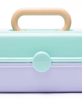 Caboodles Pastel Mint & Lavender Carry Case with Beige Handle travel